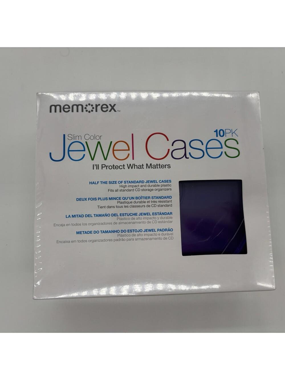 New Memorex 10 Pack Slim Color Jewel Cases For CD/DVDs Sealed